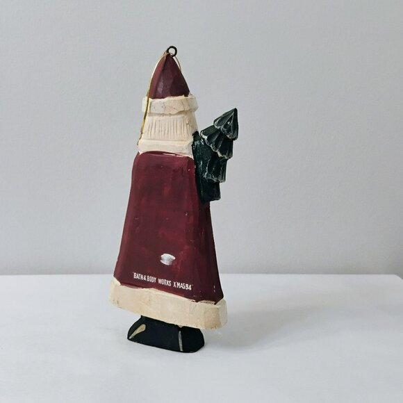 Vintage Bath & Body Works Christmas 1994 Santa Figurine Rustic Wood Ornament 8" - Picture 3 of 6